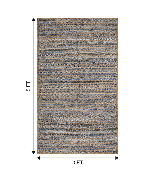 Braided Brown Chindi and Jute Dhurrie - 7