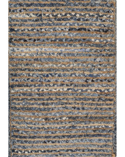 Striped Brown Chindi and Jute Dhurrie - 2