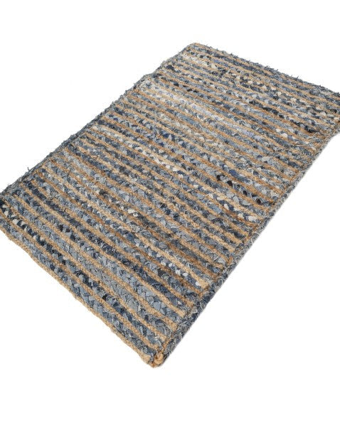 Striped Brown Chindi and Jute Dhurrie - 3
