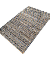 Striped Brown Chindi and Jute Dhurrie - 3