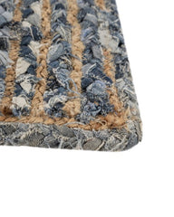Striped Brown Chindi and Jute Dhurrie - 4