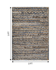 Striped Brown Chindi and Jute Dhurrie - 6