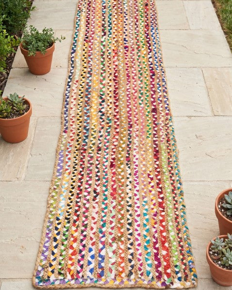 Braided Brown Chindi and Jute Dhurrie - 1