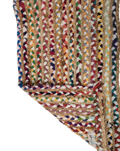 Braided Brown Chindi and Jute Dhurrie - 5