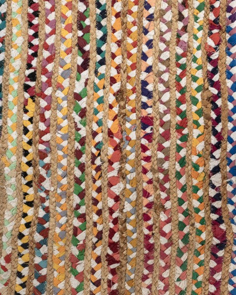 Braided Brown Chindi and Jute Dhurrie - 6
