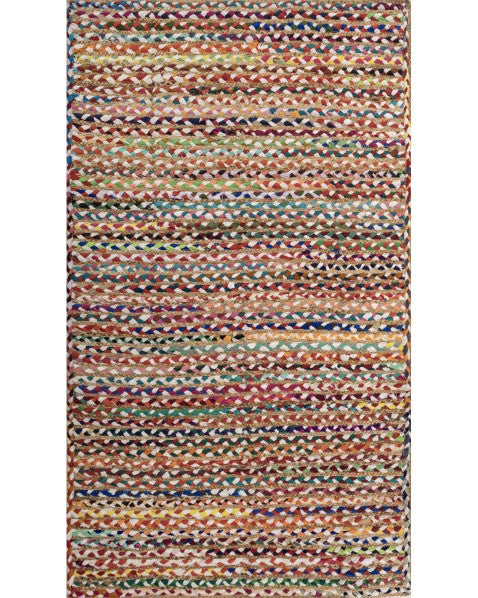Braided Brown Chindi and Jute Dhurrie - 2