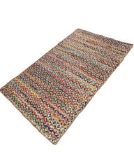 Braided Brown Chindi and Jute Dhurrie - 3