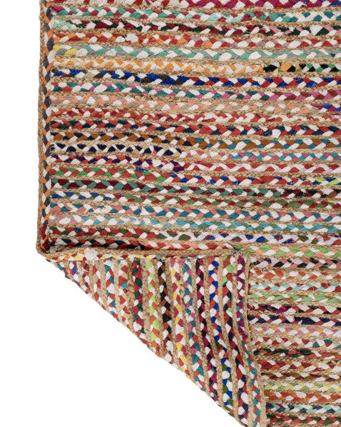 Braided Brown Chindi and Jute Dhurrie - 5