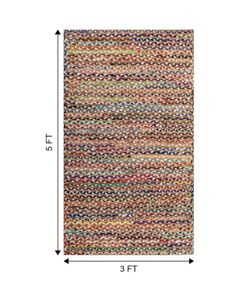Braided Brown Chindi and Jute Dhurrie - 7