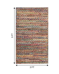 Braided Brown Chindi and Jute Dhurrie - 7