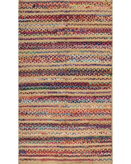 Striped Brown Chindi and Jute Dhurrie - 2