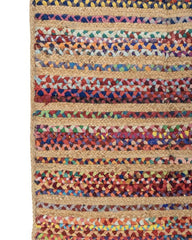 Striped Brown Chindi and Jute Dhurrie - 4