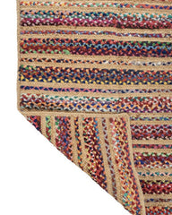 Striped Brown Chindi and Jute Dhurrie - 5