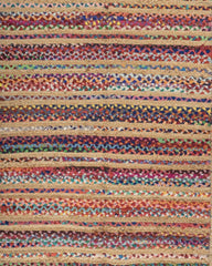 Striped Brown Chindi and Jute Dhurrie - 6