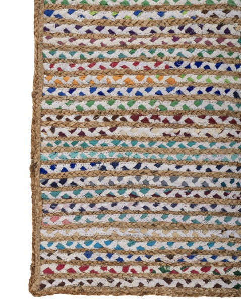 Striped Brown Chindi and Jute Dhurrie - 4