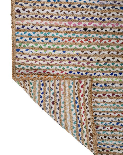 Striped Brown Chindi and Jute Dhurrie - 5