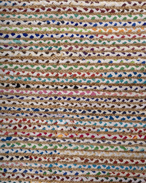 Striped Brown Chindi and Jute Dhurrie - 6