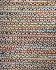 Striped Brown Chindi and Jute Dhurrie - 6