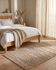 Striped Brown Chindi and Jute Dhurrie - 1