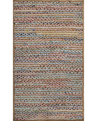 Striped Brown Chindi and Jute Dhurrie - 2