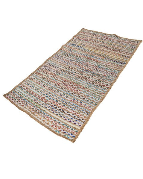 Striped Brown Chindi and Jute Dhurrie - 3