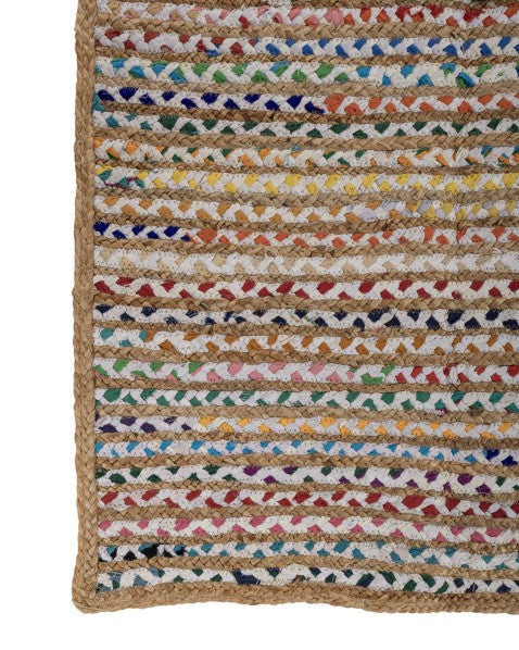 Striped Brown Chindi and Jute Dhurrie - 4