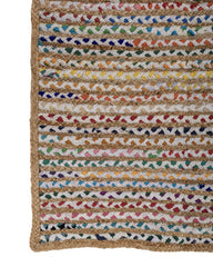 Striped Brown Chindi and Jute Dhurrie - 4