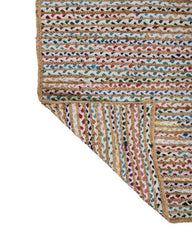 Striped Brown Chindi and Jute Dhurrie - 5