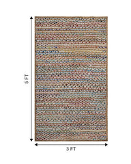 Striped Brown Chindi and Jute Dhurrie - 7
