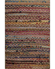 Striped Brown Chindi and Jute Dhurrie - 2