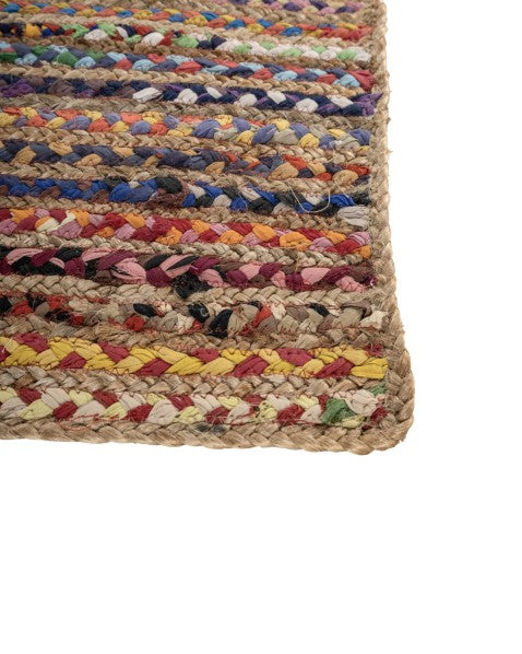Striped Brown Chindi and Jute Dhurrie - 4