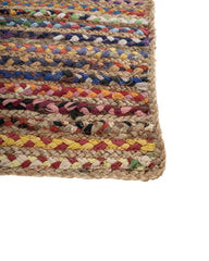Striped Brown Chindi and Jute Dhurrie - 4