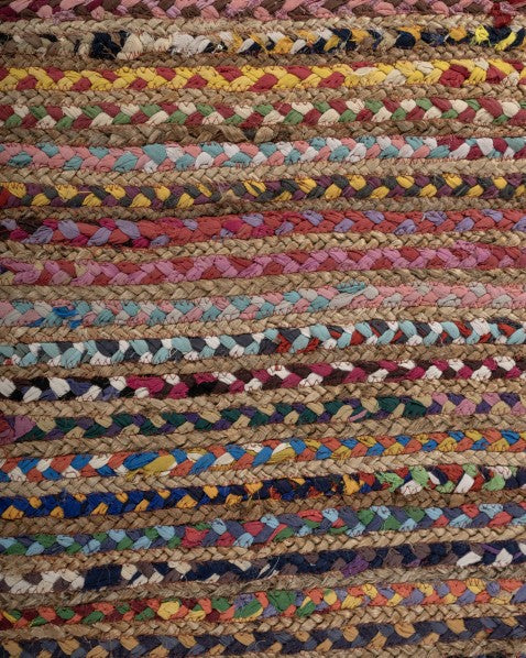 Striped Brown Chindi and Jute Dhurrie - 5