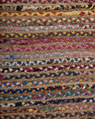 Striped Brown Chindi and Jute Dhurrie - 5