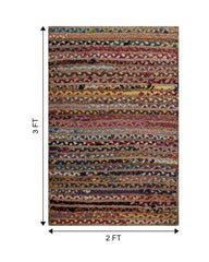 Striped Brown Chindi and Jute Dhurrie - 6