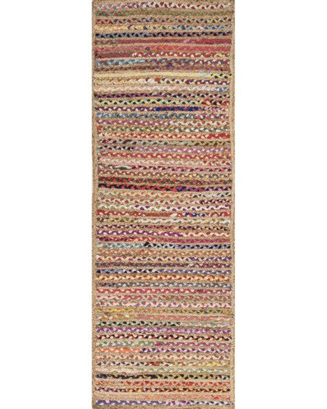 Striped Brown Chindi and Jute Dhurrie - 2