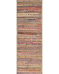Striped Brown Chindi and Jute Dhurrie - 2