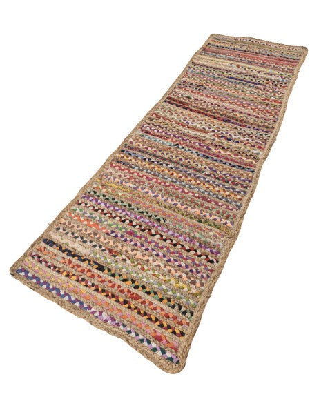 Striped Brown Chindi and Jute Dhurrie - 3