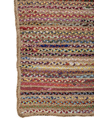 Striped Brown Chindi and Jute Dhurrie - 4