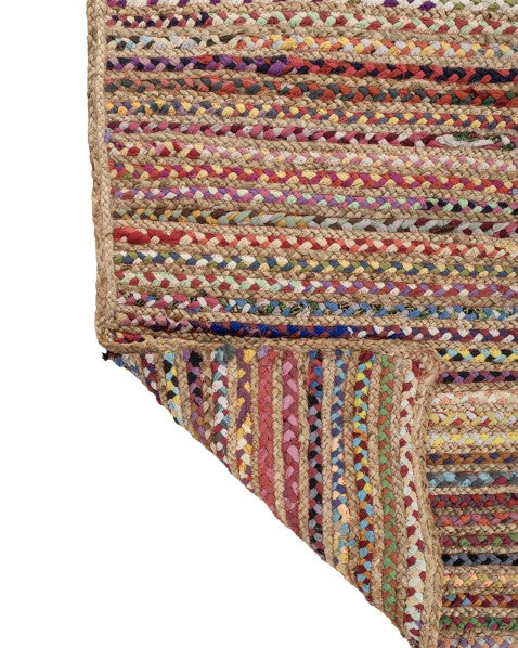 Striped Brown Chindi and Jute Dhurrie - 5