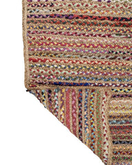 Striped Brown Chindi and Jute Dhurrie - 5