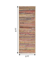 Striped Brown Chindi and Jute Dhurrie - 7