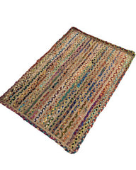 Striped Brown Chindi and Jute Dhurrie - 3