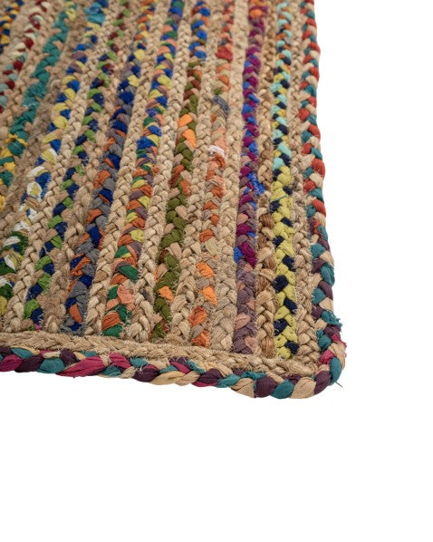 Striped Brown Chindi and Jute Dhurrie - 4