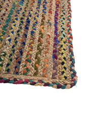 Striped Brown Chindi and Jute Dhurrie - 4