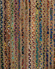 Striped Brown Chindi and Jute Dhurrie - 5