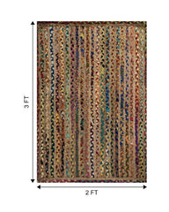 Striped Brown Chindi and Jute Dhurrie - 6