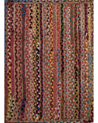 Striped Brown Chindi and Jute Dhurrie - 2