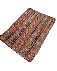 Striped Brown Chindi and Jute Dhurrie - 3