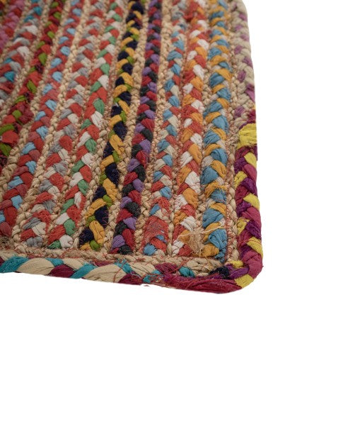 Striped Brown Chindi and Jute Dhurrie - 4